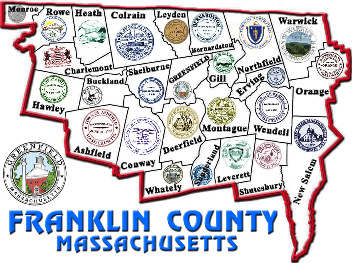 Franklin County Town Seal Map – Greater Greenfield MA – Franklin County